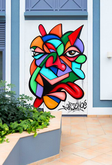 Schilderij getiteld "Urban face" door Art De Noé, Origineel Kunstwerk, Graffiti