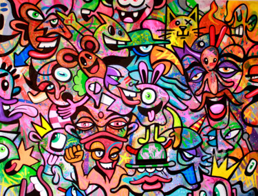 Peinture intitulée "Happyness tribe" par Art De Noé, Œuvre d'art originale, Acrylique