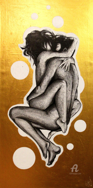 Schilderij getiteld "Golden idyll" door Art De Noé, Origineel Kunstwerk, Acryl