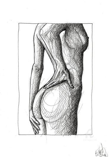Drawing titled "Linear curve" by Art De Noé, Original Artwork, Ink