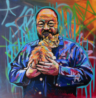 Painting titled "Ai Wei Wei" by Art De Noé, Original Artwork, Acrylic