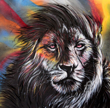 Картина под названием "Surviving Lion" - Art De Noé, Подлинное произведение искусства, Акрил