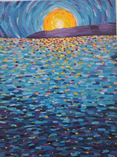 Картина под названием "mer colorée" - Noé Vallat, Подлинное произведение искусства, Акрил Установлен на Деревянная рама для…