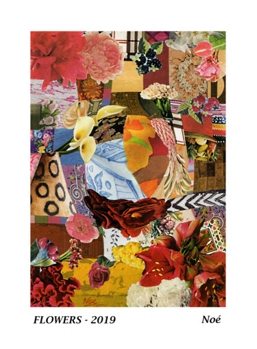 Collages titled "FLOWERS" by Noé, Original Artwork, Collages