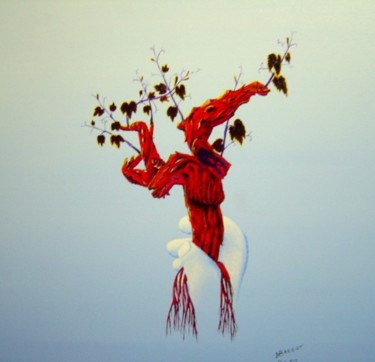 Painting titled "une main de vigne" by Noël Barbot, Original Artwork