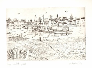 Gravures & estampes intitulée "petit-port.jpg" par Noël Barbot, Œuvre d'art originale, Gravure