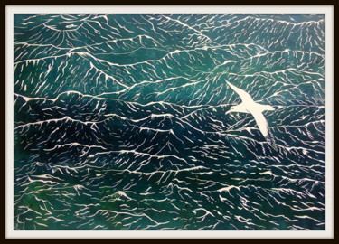 Printmaking titled "l-albatros.jpg" by Noël Barbot, Original Artwork, Linocuts