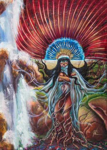 Pintura titulada "Dama del Agua" por Noel Castillo, Obra de arte original, Oleo