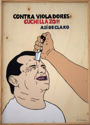 Картина под названием "Contra violadores c…" - Noelia Muriana, Подлинное произведение искусства, Акрил Установлен на Деревян…