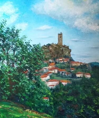 Painting titled "Le Puy en Velay (vu…" by Noelle Huin, Original Artwork, Oil