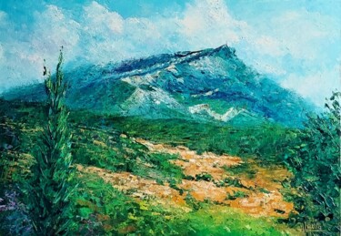 Pintura intitulada "La Sainte Victoire" por Noelle Huin, Obras de arte originais, Óleo Montado em Armação em madeira