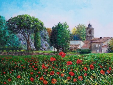 Peinture intitulée "Les coquelicots" par Noelle Huin, Œuvre d'art originale, Huile Monté sur Châssis en bois