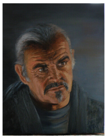 Painting titled "Sean Connery" by Noelle Huin, Original Artwork, Oil