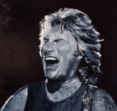Painting titled "Johnny Hallyday" by Noelle Huin, Original Artwork, Oil