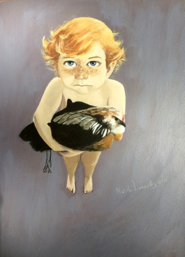 Картина под названием "Ma poule - 414" - Noëlle Lassailly, Подлинное произведение искусства, Акрил