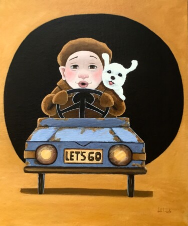 Painting titled "Let’s go ! - 898" by Noëlle Lassailly, Original Artwork, Acrylic Mounted on Wood Stretcher frame