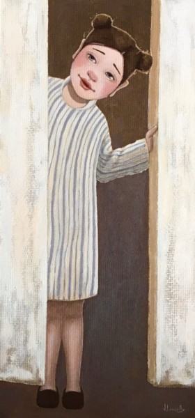 Ζωγραφική με τίτλο "Un vieux souvenir -…" από Noëlle Lassailly, Αυθεντικά έργα τέχνης, Ακρυλικό Τοποθετήθηκε στο Ξύλινο φορε…