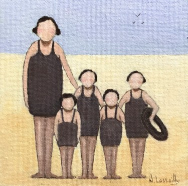 Painting titled "Photo de famille -…" by Noëlle Lassailly, Original Artwork, Acrylic