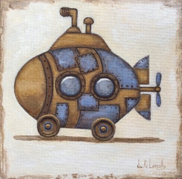 绘画 标题为“Mon sous marin jaun…” 由Noëlle Lassailly, 原创艺术品, 丙烯