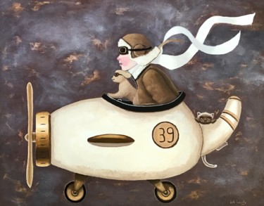 Pintura titulada "Attendez-moi !!  -…" por Noëlle Lassailly, Obra de arte original, Acrílico Montado en Bastidor de camilla…