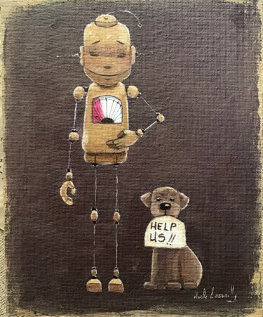 Painting titled "Help us !!! - 1197" by Noëlle Lassailly, Original Artwork, Acrylic