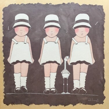 Painting titled "Petites sœurs - 1288" by Noëlle Lassailly, Original Artwork, Acrylic Mounted on Wood Stretcher frame