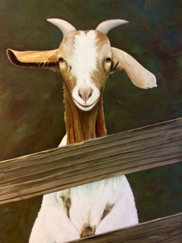 Peinture intitulée "La chèvre" par Noëlle Lassailly, Œuvre d'art originale, Acrylique Monté sur Châssis en bois