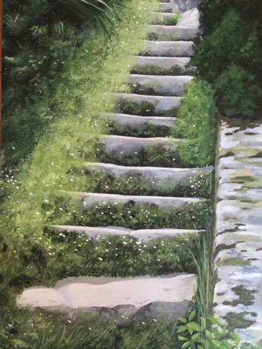 Pittura intitolato "L'escalier" da Noëlle Lassailly, Opera d'arte originale, Acrilico