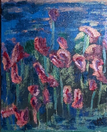Malerei mit dem Titel "Flowers and water" von Noëlle Matip, Original-Kunstwerk, Acryl