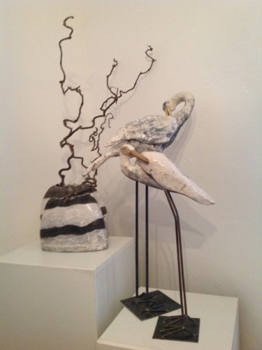 Sculpture intitulée "Oiseaux" par Noëlle Rious, Œuvre d'art originale