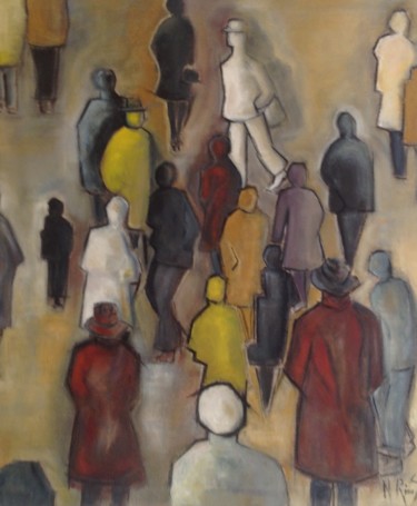 Peinture intitulée "La foule" par Noëlle Rious, Œuvre d'art originale