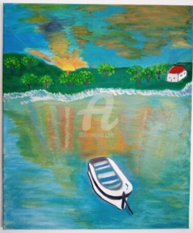 Pittura intitolato "Magic boat" da Noelle9, Opera d'arte originale
