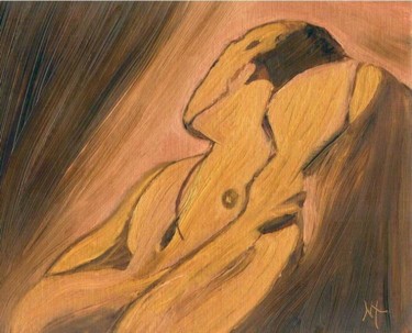 Malerei mit dem Titel "Cuivre" von Noëlle Harault, Original-Kunstwerk, Öl