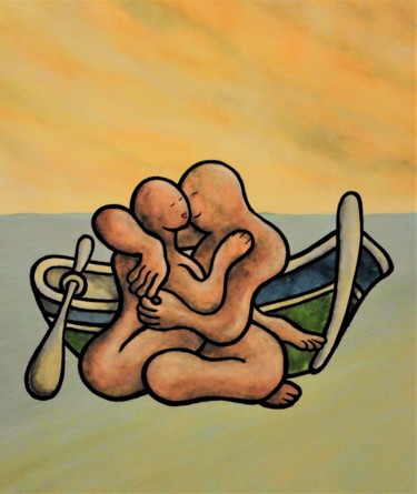 Malerei mit dem Titel "Das Fischermädchen…" von Noël Van Hoof, Original-Kunstwerk, Aquarell