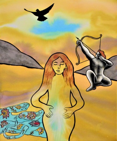 Peinture intitulée "Kate Bush part 1: T…" par Noël Van Hoof, Œuvre d'art originale, Aquarelle