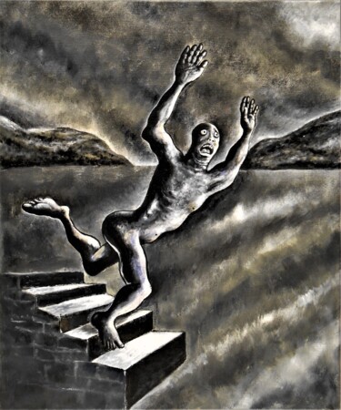 Malerei mit dem Titel "Albert Camus: “La C…" von Noël Van Hoof, Original-Kunstwerk, Öl