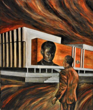 Painting titled "Kraftwerk in Berlin…" by Noël Van Hoof, Original Artwork, Oil