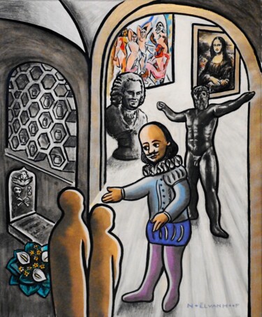 Ζωγραφική με τίτλο "The Hall of Death v…" από Noël Van Hoof, Αυθεντικά έργα τέχνης, Ακουαρέλα