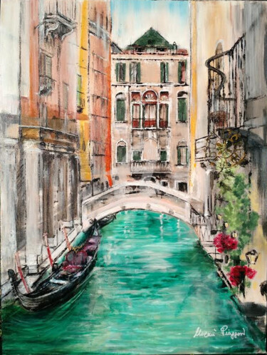 Peinture intitulée ""la gondola"" par Noemi Piaggesi, Œuvre d'art originale, Huile