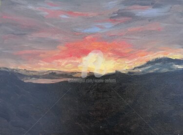 Painting titled "Coucher de soleil..." by Noemi Zerbotti, Original Artwork, Oil