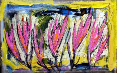Картина под названием "Tulipani" - Noemi Bolzi, Подлинное произведение искусства, Акрил Установлен на Другая жесткая панель