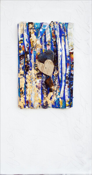 Peinture intitulée "Due cuori a galla" par Noemi Bolzi, Œuvre d'art originale, Acrylique Monté sur Panneau de bois