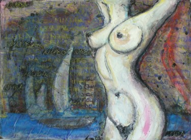 Malerei mit dem Titel "Dedicato a Neruda" von Noemi Bolzi, Original-Kunstwerk, Acryl Auf Holzplatte montiert