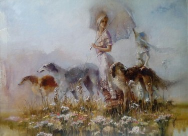 Painting titled "Август" by Irina Nogina, Original Artwork, Oil