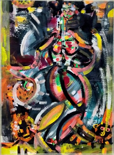 Pintura titulada "La dresseuse de lou…" por Noham Rudisuhli, Obra de arte original, Acrílico