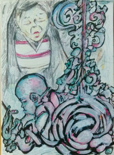 Dibujo titulada "hikikomori(recluse)" por Noham Rudisuhli, Obra de arte original, Lápiz