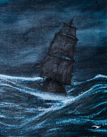 Peinture intitulée "Le Navire en Péril" par Noiteart, Œuvre d'art originale, Acrylique