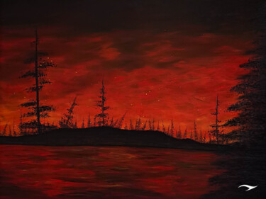 Malerei mit dem Titel "L'Incendie Monochro…" von Noiteart, Original-Kunstwerk, Acryl