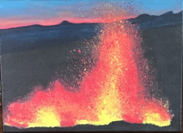 Peinture intitulée "Volcan de l’Ile de…" par Florence Flot, Œuvre d'art originale, Acrylique