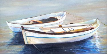 Painting titled "Boats" by Nokari, Original Artwork, Oil